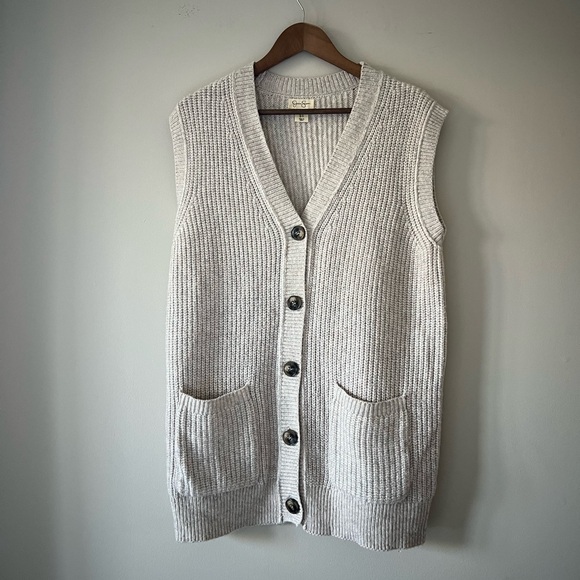 Jessica Simpson Women's Cream Sweater Vest Button Front Size Medium - Picture 1 of 7